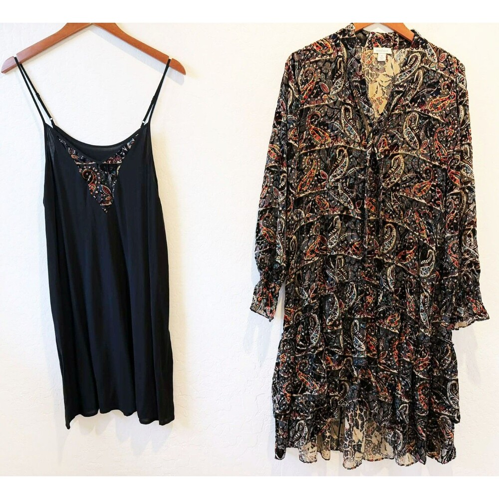 Sundance Medium Dress and Slip Velvet Burnout Western Boho Paisley Women's Sheer
